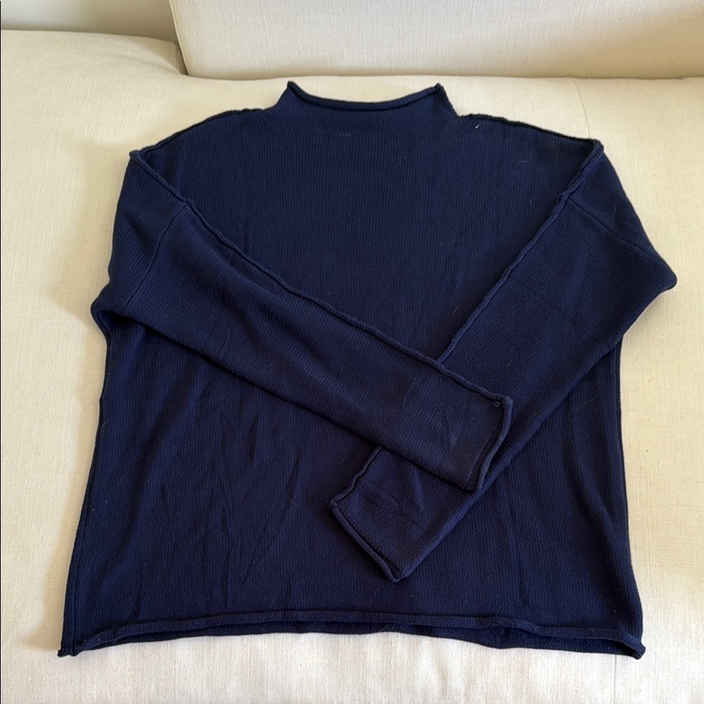 Navy blue mockneck sweater